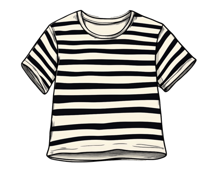 A t - shirt with black and white stripes png