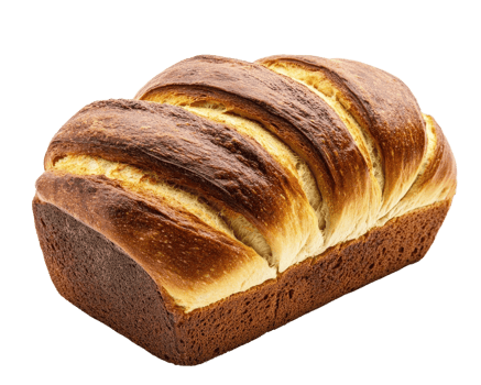 Freshly baked loaf of bread with golden crust and soft interior, perfect for sandwiches or toast. artisanal design adds rustic touch to any meal png