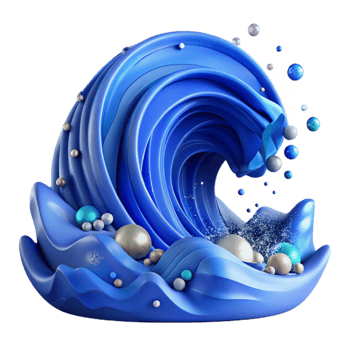 extraordinary classic Blue Ocean Wave Abstract Art Cutout for Wall Art detailed png
