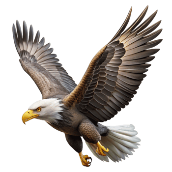 stunning modern A majestic bald eagle soaring through the sky, dynamic pose, dramatic lighting, realistic style authentic png