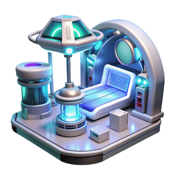 vibrant rustic A Futuristic Medical Bay with Glowing professional png