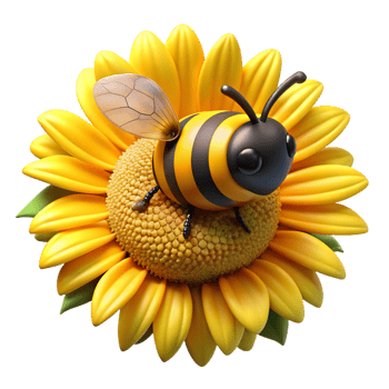dramatic contemporary Close-up of a bee collecting pollen from a sunflower, vibrant yellow and black, macro photography, natural light, high quality png