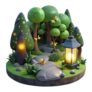 impressive contemporary A group of fireflies illuminating a dark forest, magical, enchanting, night photography, exclusive png