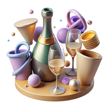 beautiful abstract Champagne Bottle and Glasses Cutout for Celebration Setup high resolution png