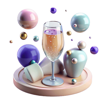 extraordinary modern Champagne Flute Cutout Filled with Bubbles for Toasts detailed png
