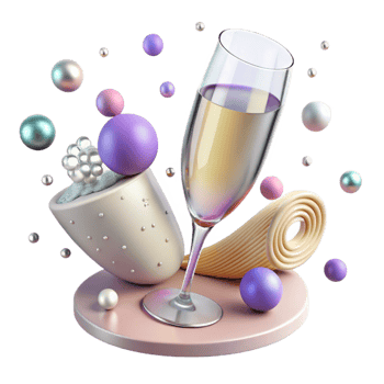 impressive artistic Champagne Flute Cutout Filled with Bubbles for Toasts genuine png