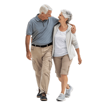 Aging gracefully senior couple enjoying a leisurely stroll in a park setting lifestyle photography warm atmosphere close-up view png