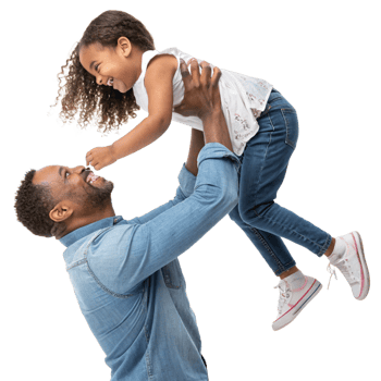 Joyful father lifts daughter in family bonding moment home setting emotional capture warm atmosphere close-up perspective png