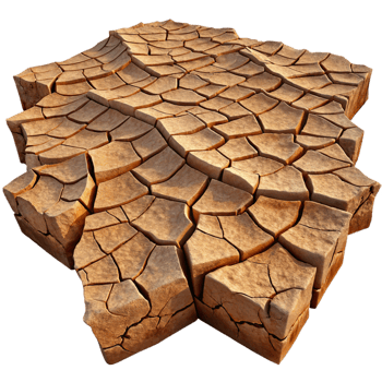 impressive classic A cracked desert floor, intricate patterns of dried mud, harsh midday sunlight, realistic texture genuine png