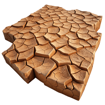 stunning abstract A cracked desert floor, intricate patterns of dried mud, harsh midday sunlight, realistic texture 4K png
