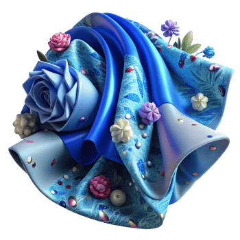 dramatic creative Chintz Fabric Texture Blue Floral Print Cutout authentic png