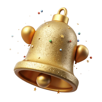 dramatic classic Christmas Bell Golden Ring Cutout for Festive Decor premium png