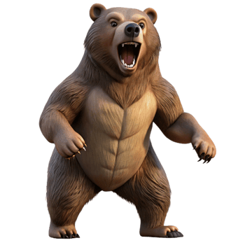 extraordinary artistic A powerful grizzly bear standing on its hind legs, roaring towards the sky, dynamic lighting emphasizing its muscular build. Wildlife photography style 4K png
