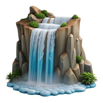 vibrant classic A waterfall cascading down a cliff face, powerful flow of water, mist and spray, natural lighting professional png
