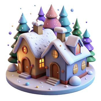 wonderful contemporary Christmas Village Houses Snow Covered Isolated for Holiday Scenes high resolution png