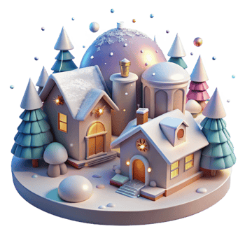 magnificent artistic Christmas Village Snow Covered Houses Transparent for Holiday Scene high resolution png