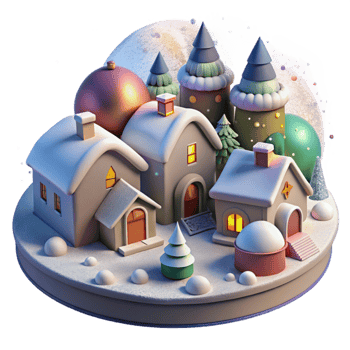 dramatic classic Christmas Village Snow Covered Houses Transparent for Holiday Scene png