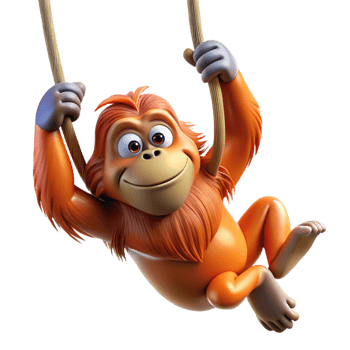 dramatic creative A Playful Orangutan Swinging Through the original png