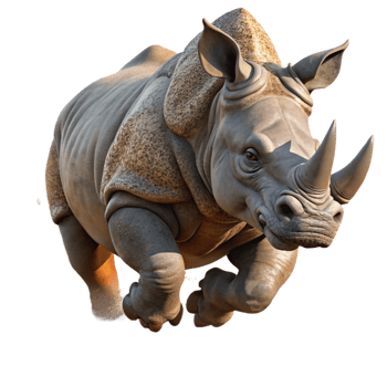 wonderful modern A Powerful Rhinoceros Charging Through professional png