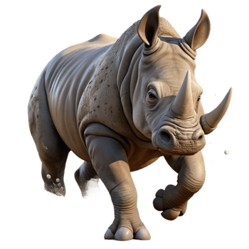 serene abstract A Powerful Rhinoceros Charging Through authentic png