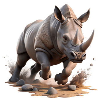 beautiful modern A Powerful Rhinoceros Charging Through professional png