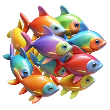 beautiful vintage A School of Colorful Fish Swimming in a premium png