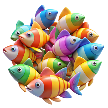 wonderful creative A School of Colorful Fish Swimming in a original png