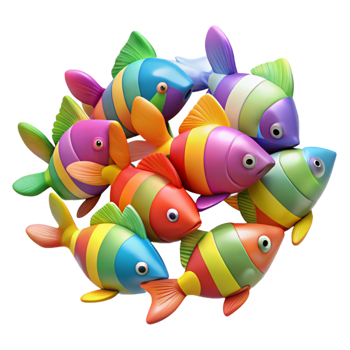 stunning creative A School of Colorful Fish Swimming in a high resolution png