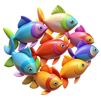 serene traditional Colorful Fish School in Coral high quality png