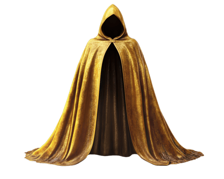 A golden cloak with a hood on it png