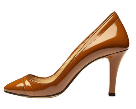 Elegant brown high heel shoe with pointed toe design, perfect for formal occasions and stylish outfits png