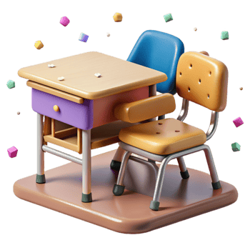 beautiful abstract Classroom Desk and Chair Cutout for School Furniture Designs professional png