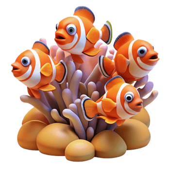elegant traditional A school of vibrant clownfish swimming amongst coral reefs. Underwater photography, vibrant colors authentic png