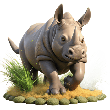 extraordinary vintage A powerful rhinoceros charging through the grasslands. Action photography, dusty environment high quality png