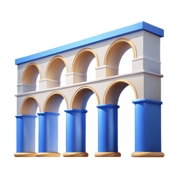 magnificent traditional Roman aqueduct, towering arches, rolling hills landscape, clear blue sky, 8k, high detail, professional png