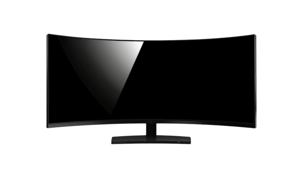 A curved monitor on a black background png