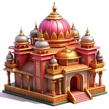 stunning modern An elaborate, Indian palace with intricate carvings and vibrant colors. Warm, rich lighting with an ornate, opulent style exclusive png