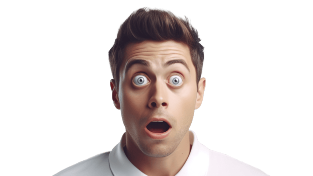 Excited Man with Surprised Look Isolated on Transparent Background png