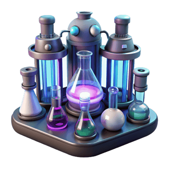 magnificent creative A futuristic laboratory filled with glowing vials and strange equipment, illuminated by cool, sterile lighting. Realistic rendering 4K png