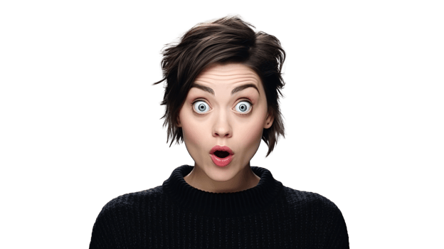 Shocked Woman with Wide Eyes on Transparent Background png