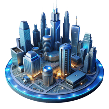 beautiful abstract A futuristic cityscape at night, seen from above, with glowing skyscrapers and flying vehicles. Long exposure photography style professional png