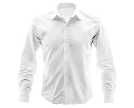 classic white dress shirt with long sleeves, perfect for formal occasions or business attire. Its clean design and crisp fabric make it versatile wardrobe essential png