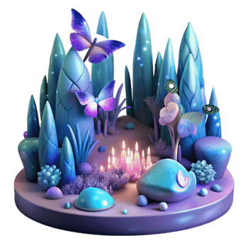 beautiful minimalist Dreamlike Forest with Glowing Mushrooms Cutout exclusive png
