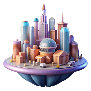 extraordinary modern A futuristic city built on the back of a giant space creature, towering skyscrapers and flying vehicles, vibrant and colorful, whimsical, professional png