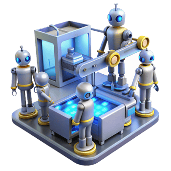 magnificent rustic A Group of Robots Working in a Futuristic 4K png