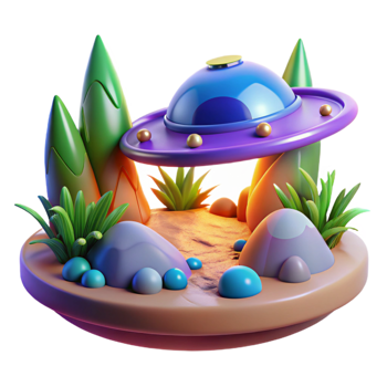 extraordinary rustic A Spaceship Landing on a Lush Alien 4K png