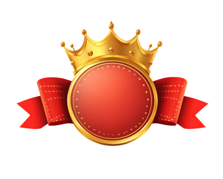 Red crown with red ribbon on black background png