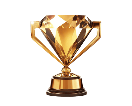 Golden trophy with diamond shape, symbolizing achievement and success. Perfect for awards, competitions, and celebrations png