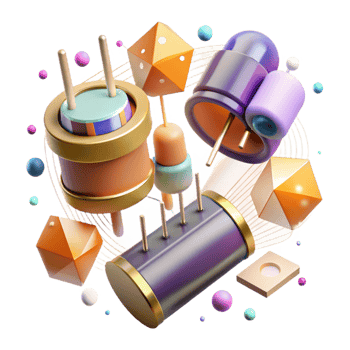 beautiful contemporary Electronic Components Resistors Capacitors Isolated for Circuit Design original png