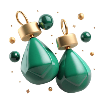 beautiful artistic Emerald Earrings Stud Design Transparent for Minimalist Style detailed png